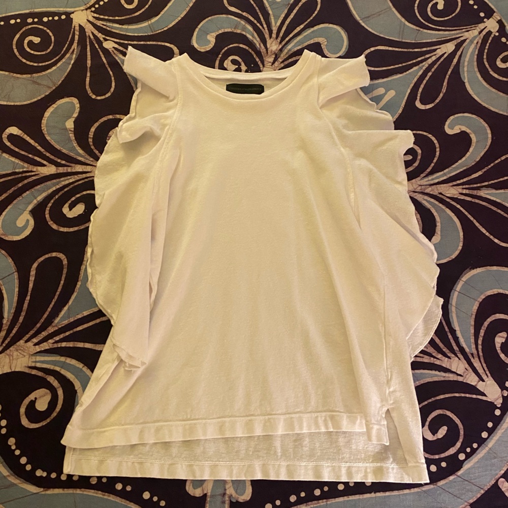 Citizens of Humanity White Ruffled Sleeveless Top
